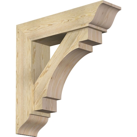 Ekena Millwork Merced Traditional Rough Sawn Bracket w/ Offset Brace, Douglas Fir, 8"W x 32"D x 32"H BKT0806X32X32MRC01RDF